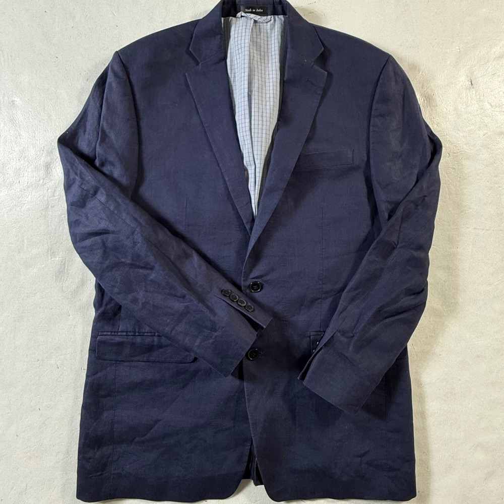 Lauren Ralph Lauren Blazer Mens 42L 100% Linen Suit Jacket Navy Blue 42 Long - Picture 2 of 9
